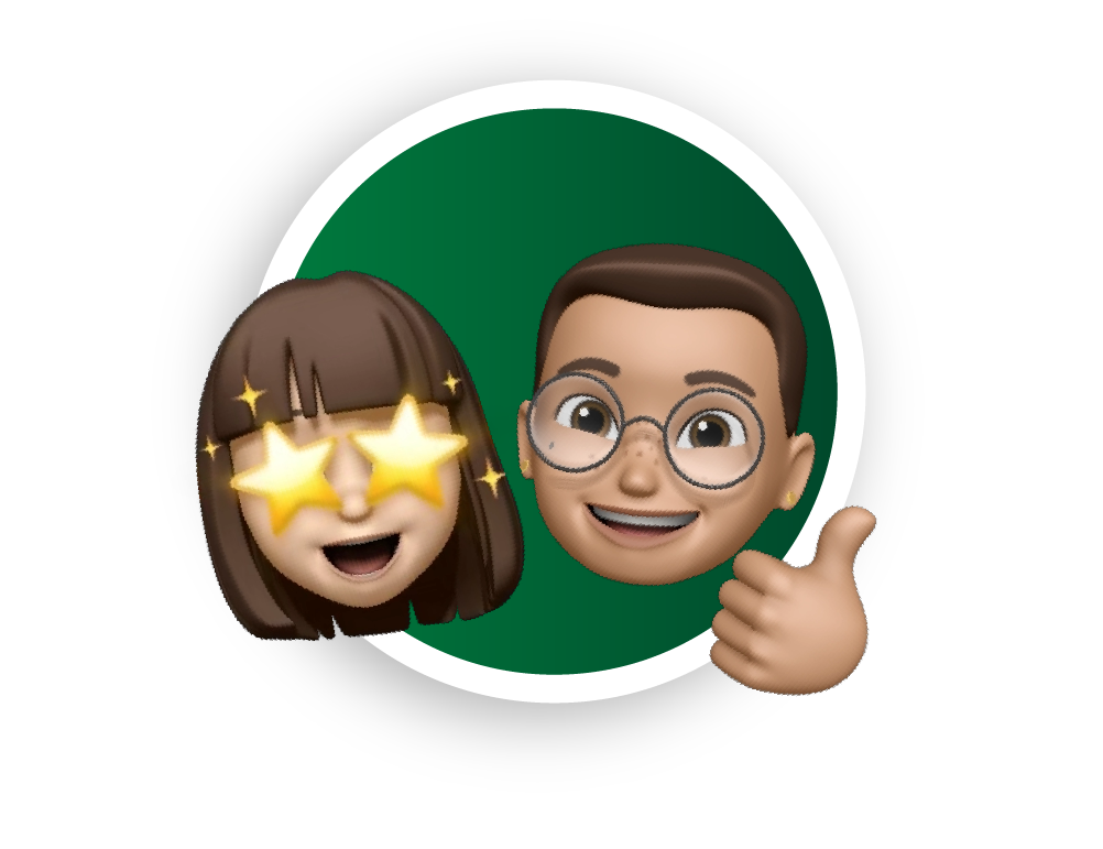 Icono de chico sonriendo junto a su compañera