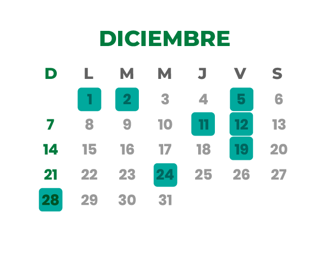 Calendario Diciembre 2025