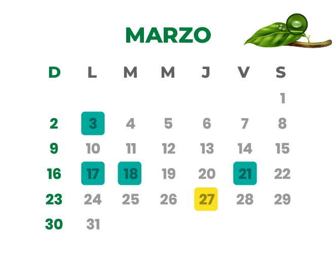 Calendario Marzo 2025