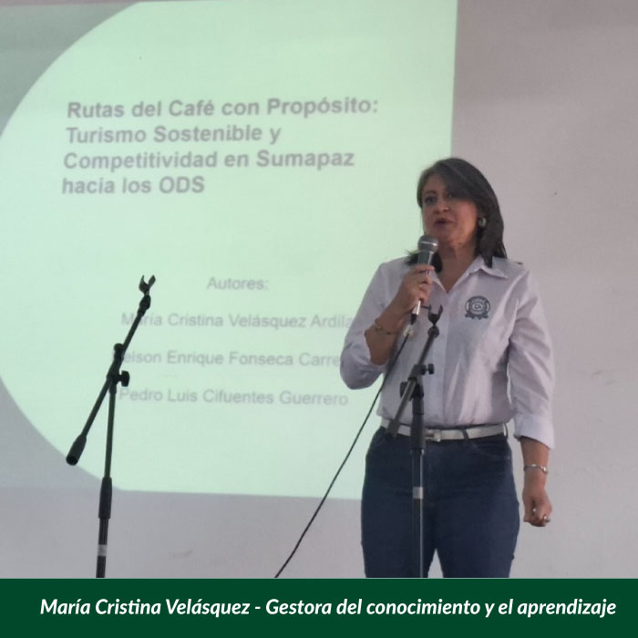 Fotografía de María Cristina Velásquez, Gestora del conocimiento y el aprendizaje