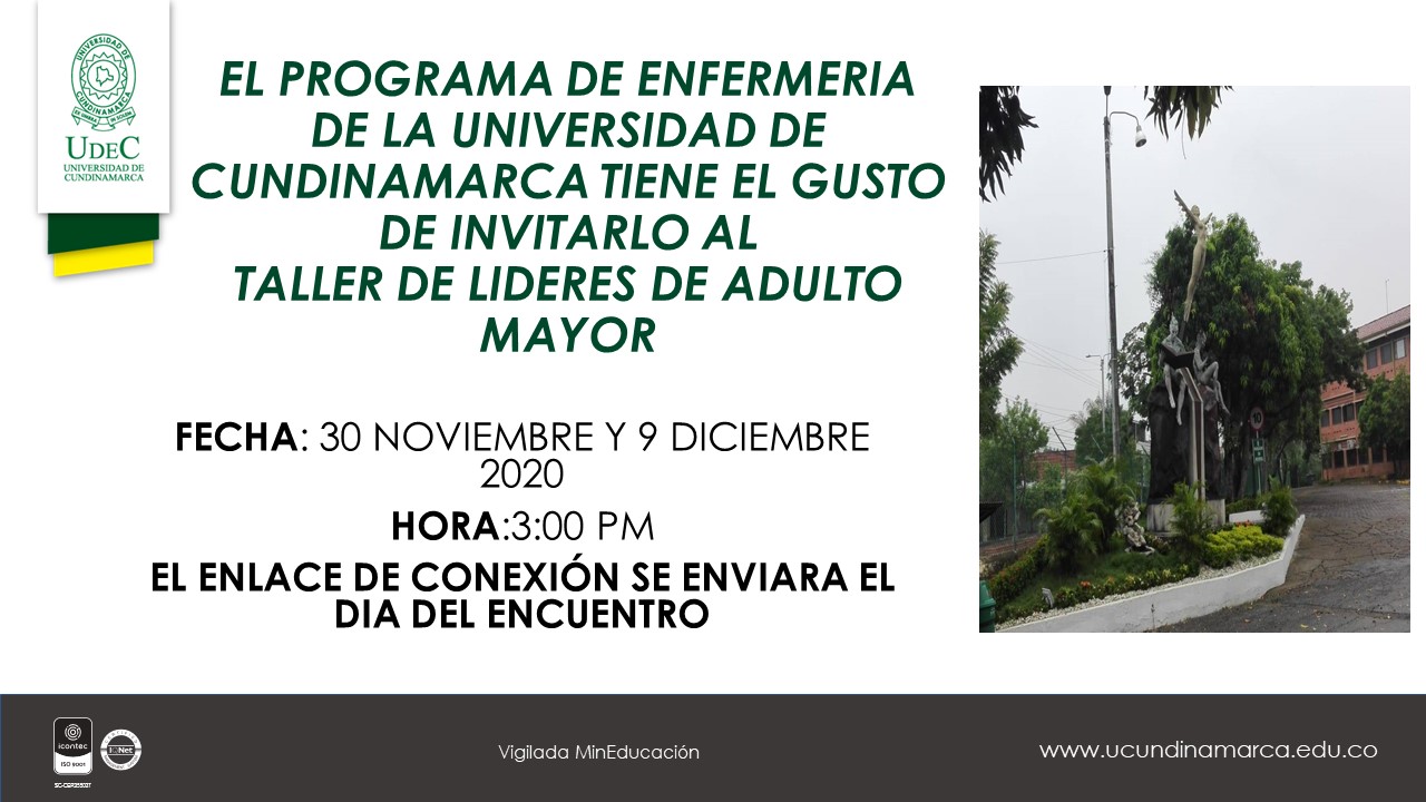 el programa de enfermería de la universidad de cundinamarca te invita al taller de líderes del adulto mayor