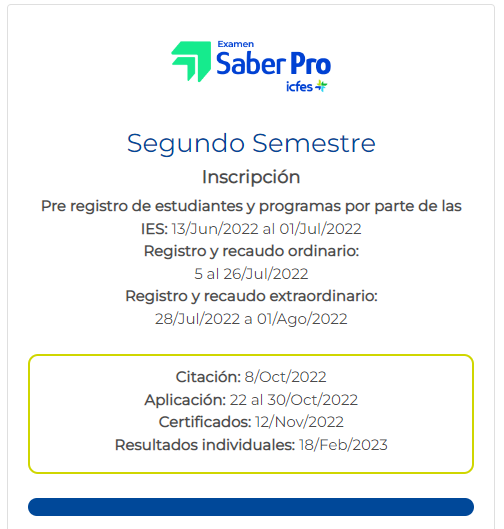 inscripción saber pro segundo semestre 2022