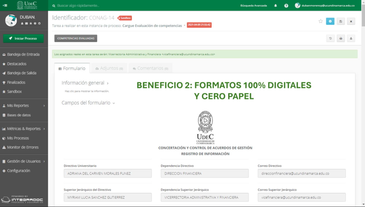 Beneficio 2: formatos 100% digitales y cero papel