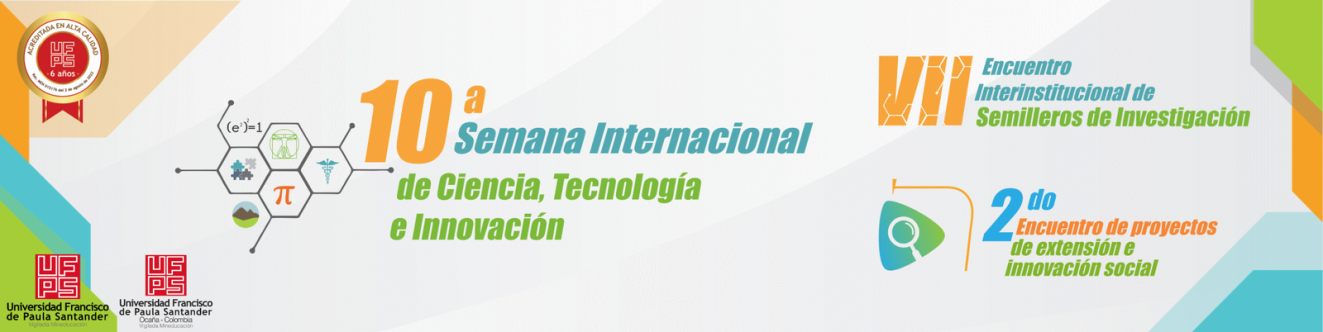 Por medio de la presente la Universidad Francisco de Paula Santander Cúcuta y Seccional Ocaña los invita a participar en el evento X SEMANA INTERNACIONAL DE CIENCIA, TECNOLOGÍA E INNOVACIÓN y el VII ENCUENTRO INTERINSTITUCIONAL DE SEMILLEROS DE INVESTIGACIÓN, que se llevará a cabo del 21 al 24 de noviembre de 2023.
