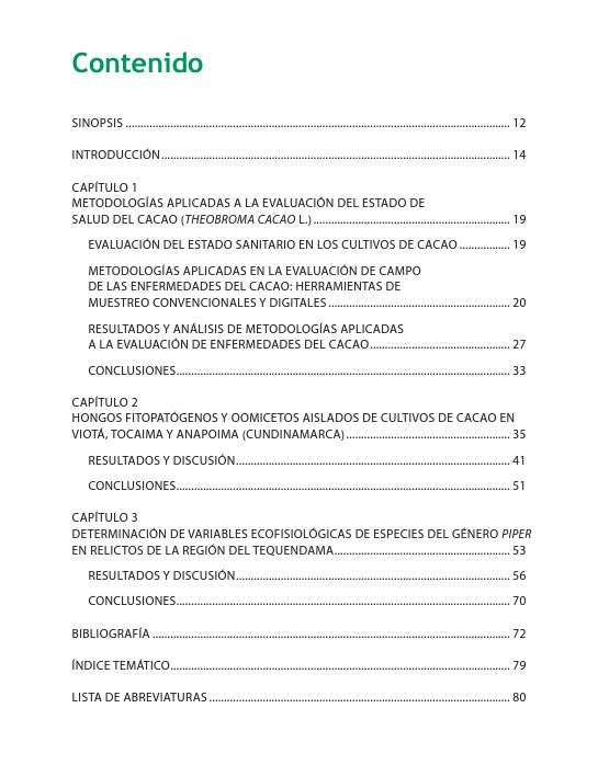 Aspectos investigativos del cacao en municipios de la zona del Tequendama