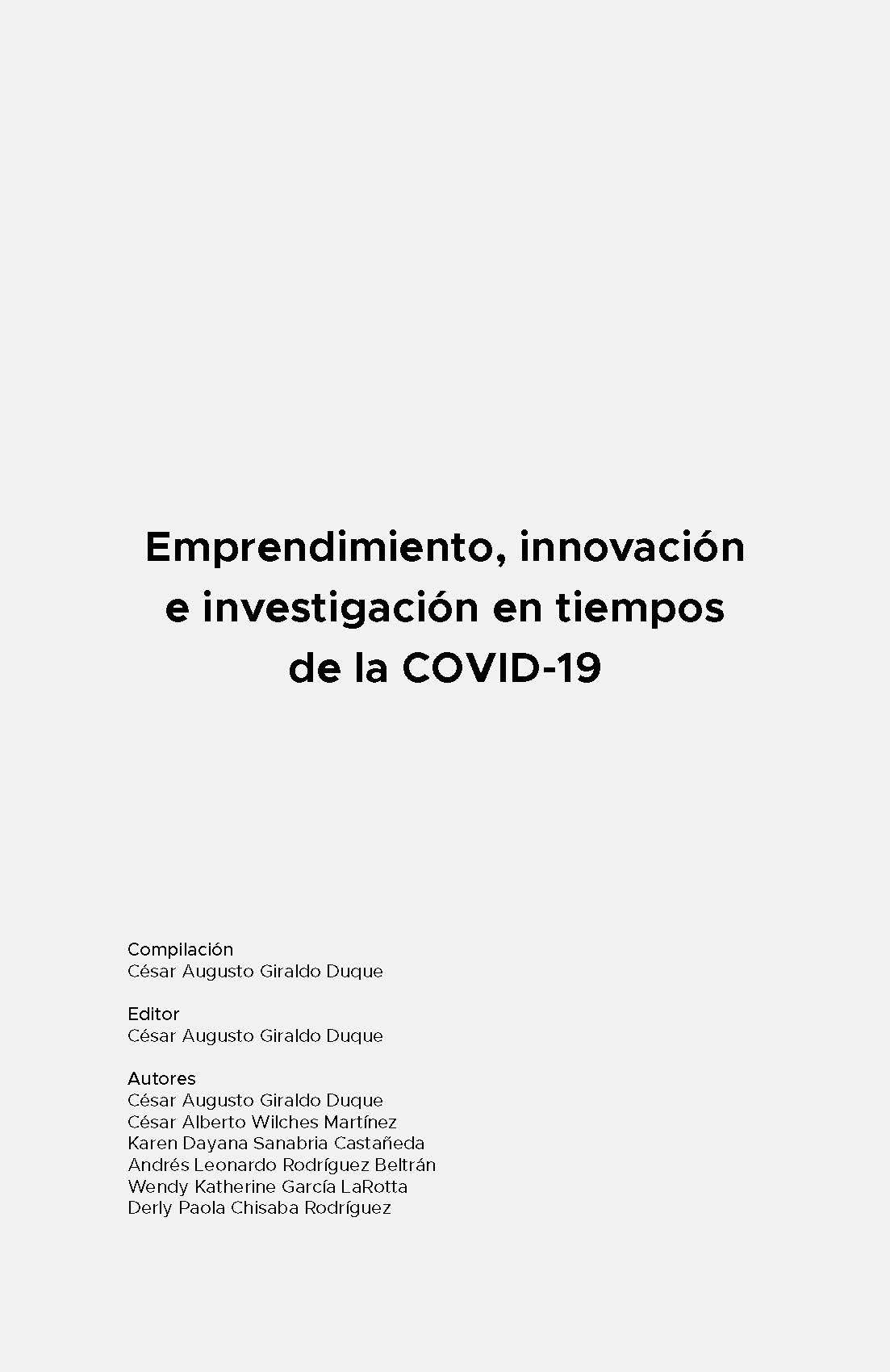 EMPRENDIMIENTO, INNOVACIÓN E INVESTIGACIÓN EN TIEMPOS DEL COVID – 19