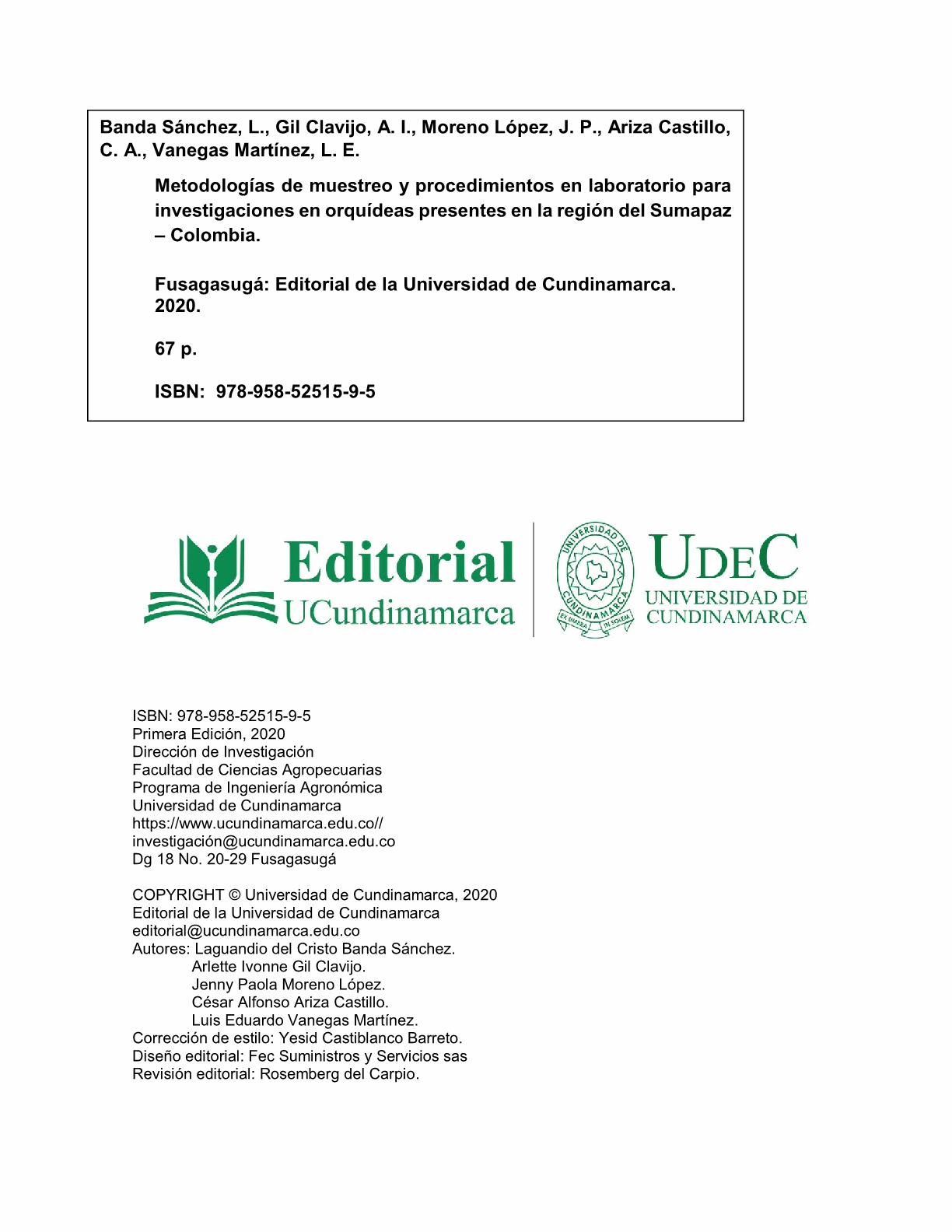 Metodologías de muestreo y procedimientos en laboratorio para investigaciones en orquídeas presentes en la región del Sumapaz – Colombia