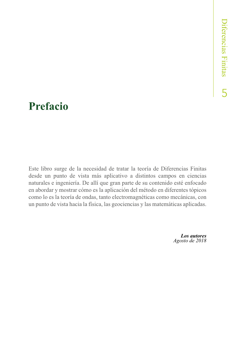 Diferencias Finitas Introducción y modelamiento matemático aplicado a problemas de física y geociencias